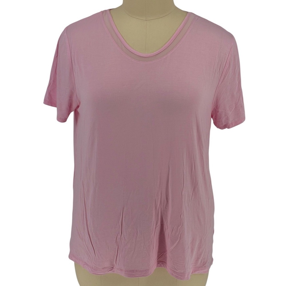 Jockey T-Shirt Pink V-Neck Mesh Trim Short Sleeve 2XL